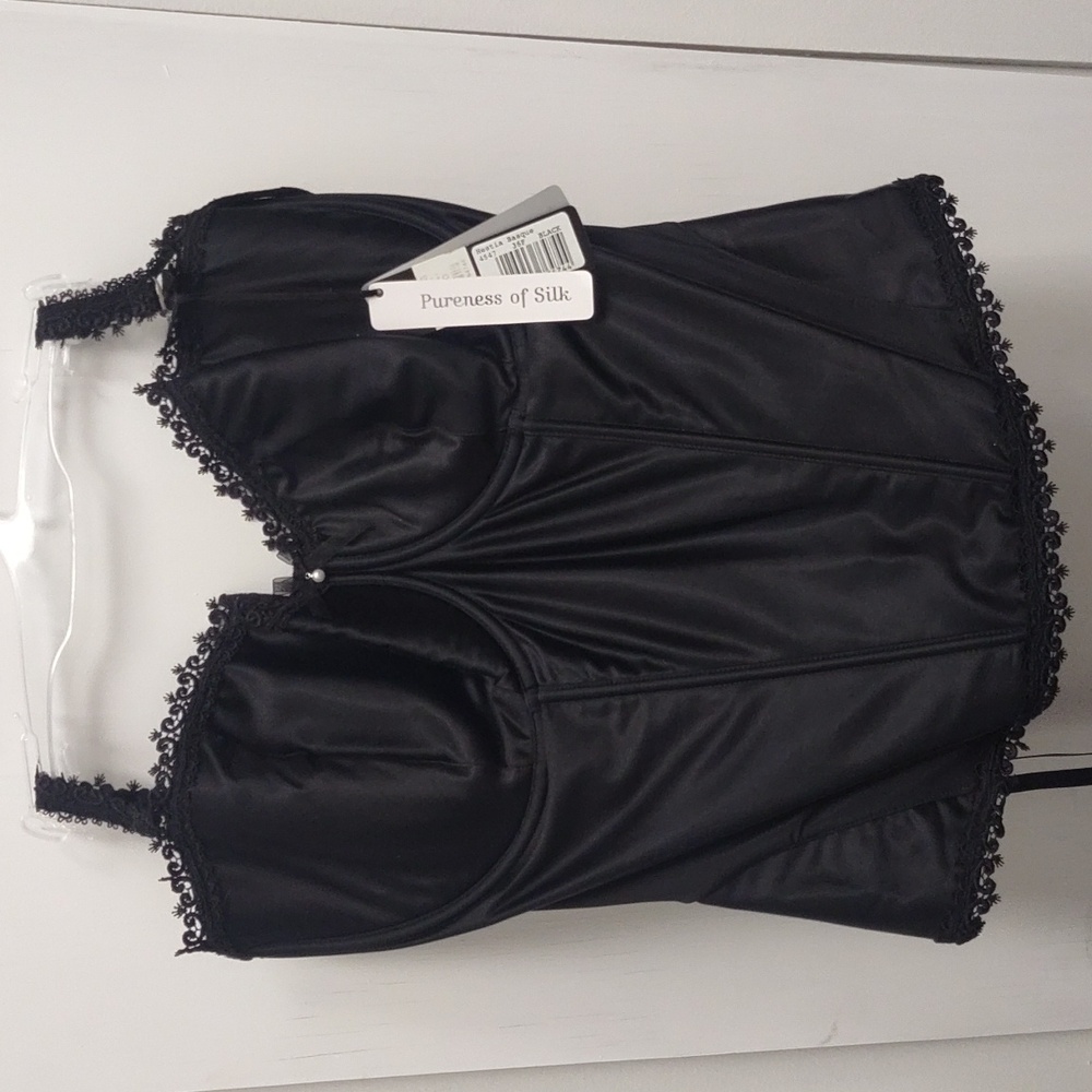 NEW Panache Harlequin Silk Underwire Lace-Up Balcony Longline Bustier 4547 Black
